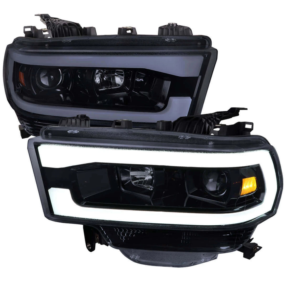 2500 PROJECTOR HEADLIGHTS GLOSSY BLACK HOUSING WITH LIGHT SMOKED LENS