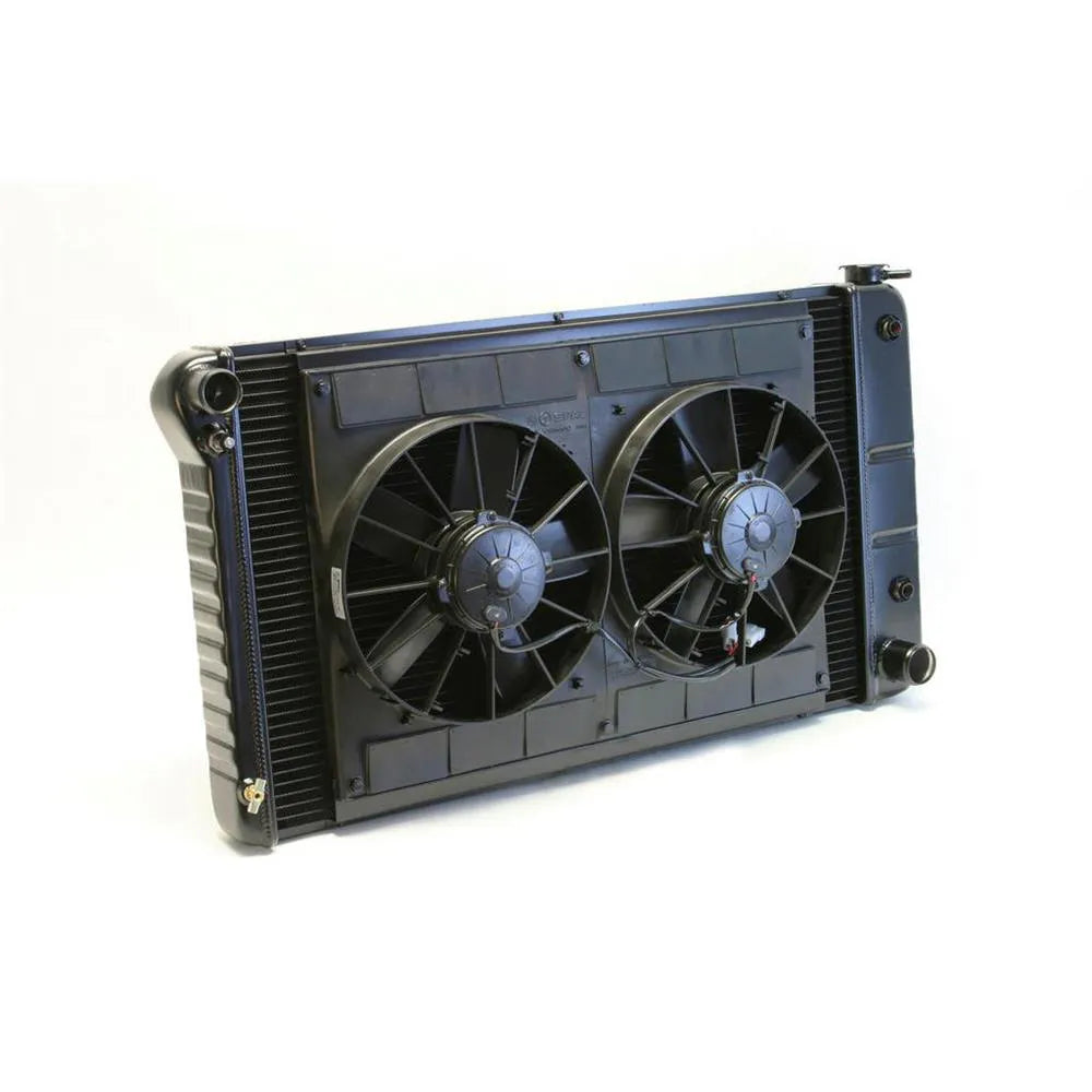 Radiator w/Fans Chevelle 68-72 Auto Trans Black