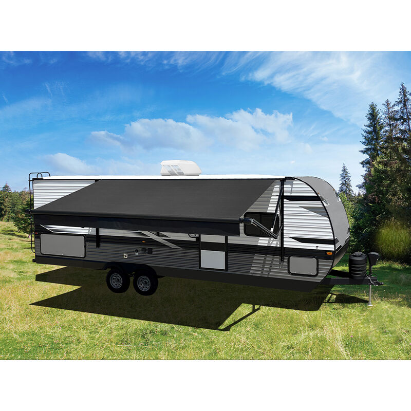 22 FT AWNING ROLL TUBE W/ CHARCOAL FADE CANOPY ASSEMBLY/END CAPS/12V LIGHT STRIP