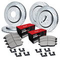 R1 Concepts Black Slotted Rotors with 5000 Oep Brake Pads Hdw