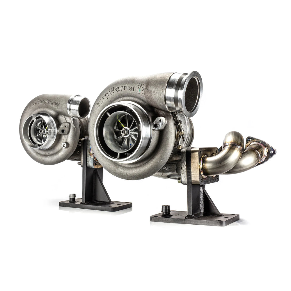 2008 - 2010 6.4L Ford T6 Turbo Mount Kit. Includes Pedestal Drain Up-Pipe to Turbo Adapter Assembly Oil Feed Adapter