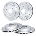 R1 19-25 Ram 1500 Front & Rear Drilled & Slotted Carbon Coated Brake Rotor Set