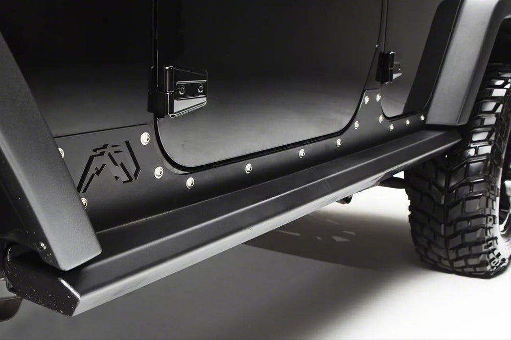 0718 JEEP JK UNLIMITED ROCK SLIDERS MATTE BLACK