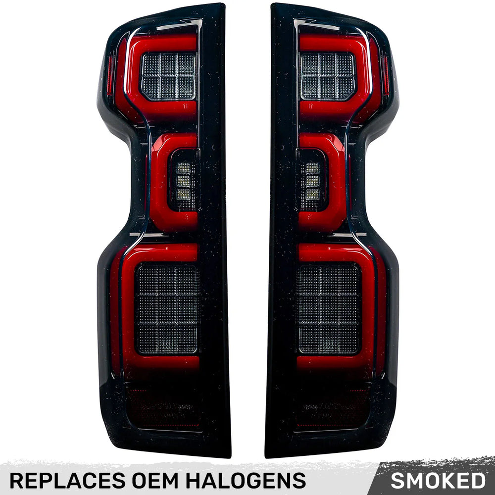 Chevy Silverado 19-20 1500 AND 20-21 2500/3500 (Replaces Factory OEM Halogen Tail Lights ONLY) OLED TAIL LIGHTS - Red Smoked Lens