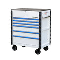 ALUMINUM PRO MECHANICS CART W/ BLUE ALUMINUM DRAWER PULLSWHITE
