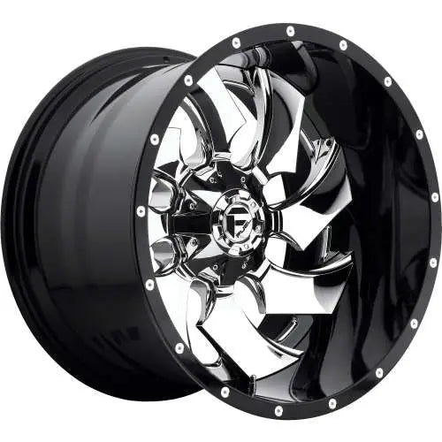 ~(56 lbs. 23X23X13)~ CLEAVER 20x10 8x180.00 CHROME PLATED GLOSS BLACK LIP (-19 mm)