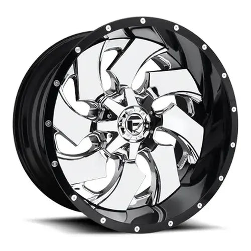 ~(56 lbs. 23X23X13)~ CLEAVER 20x10 8x165.10 CHROME PLATED GLOSS BLACK LIP (-19 mm)
