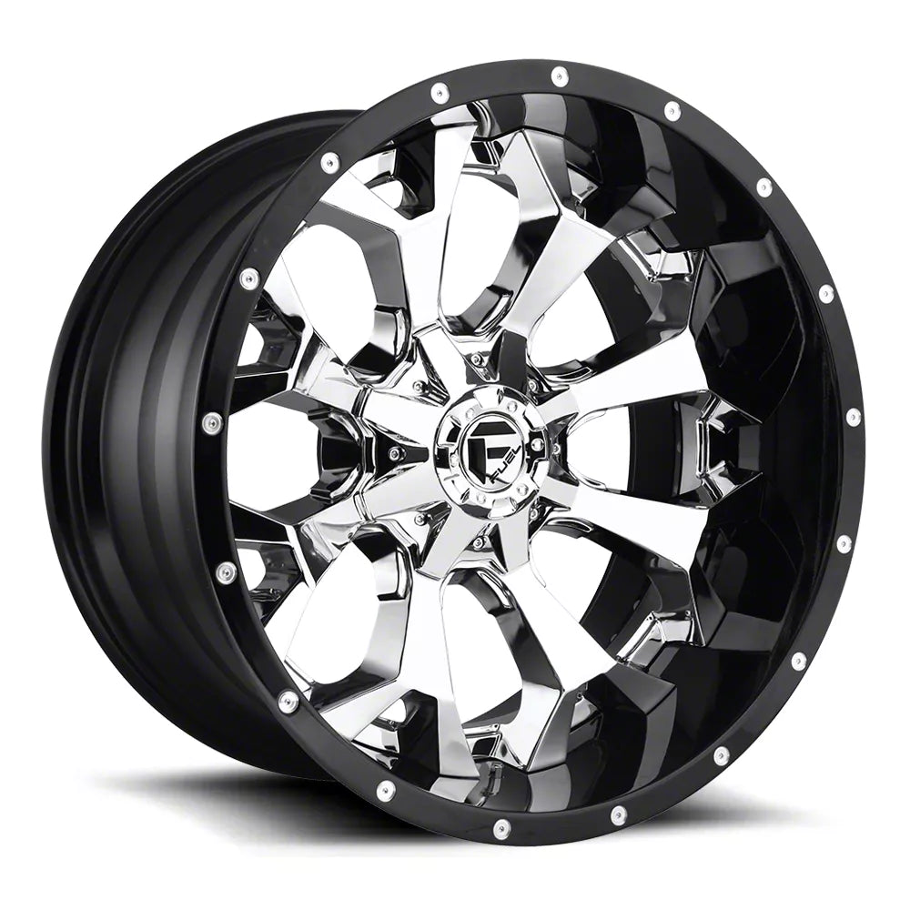 ~(52 lbs. 23X23X13)~ ASSAULT 20x10 6x135.00/6x139.70 CHROME PLATED GLOSS BLACK LIP (-18 mm)