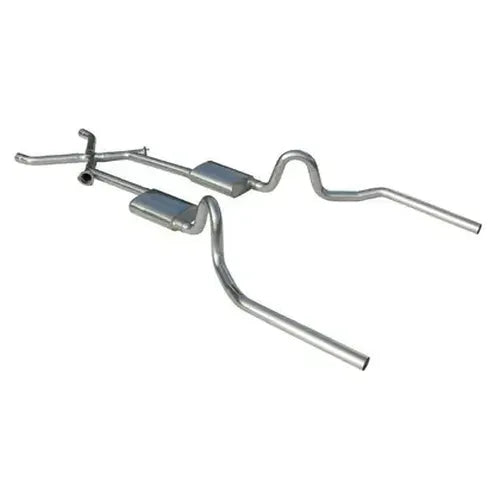 Crossmember Back w Xchange Exhaust System 64-72 A-Body Split Rear Dual Exit 2.5 in Intermediate And Tail Pipe Violator Mufflers And Hardware Incl Tip Not Incl Pypes Exhaust
