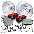 R1 19-22 BMW 430i Gran Coupe Front & Rear Drilled & Slotted Silver Brake Rotor Set w/Optimum Pads