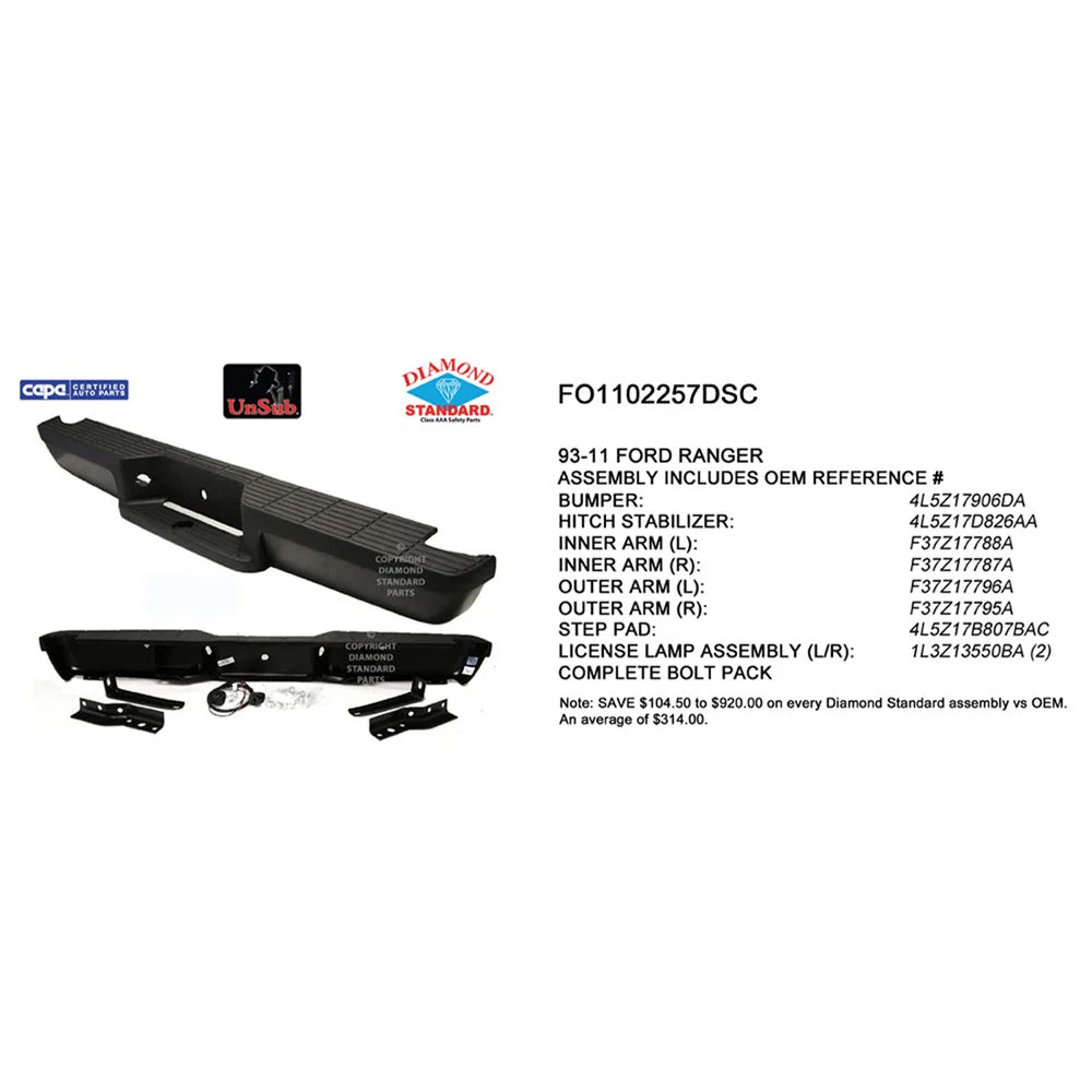 CAPA 9311 FORD RANGER PICKUP STYLESIDE W/BLACK PADS BLACK ASSEMBLY