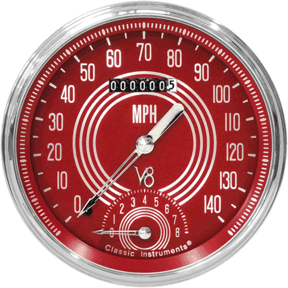 V8 RED STEELIE 5IN SPEEDTACHULAR