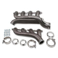 LS Turbo Exhaust Manifolds Multi-Fit GM LS Turbo Exhaust Manifolds 3.0 Inch Turbo Outlet, 2.25 Inch Cross-Over Connection, Silver Ceramic Finish Hooker BlackHeart