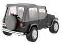 Complete Soft Top with Frame & Hardware for 1976-1986 Jeep CJ7, 1988-1995 Jeep Wrangler YJ, Grey Denim Rampage