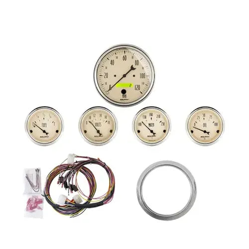 ~(6.8 lbs. 18X11X7)~ GAUGE KIT 5 PC CHEVY CAR 59-60 MPH/FUEL/OILP/WTMP/BAT AB