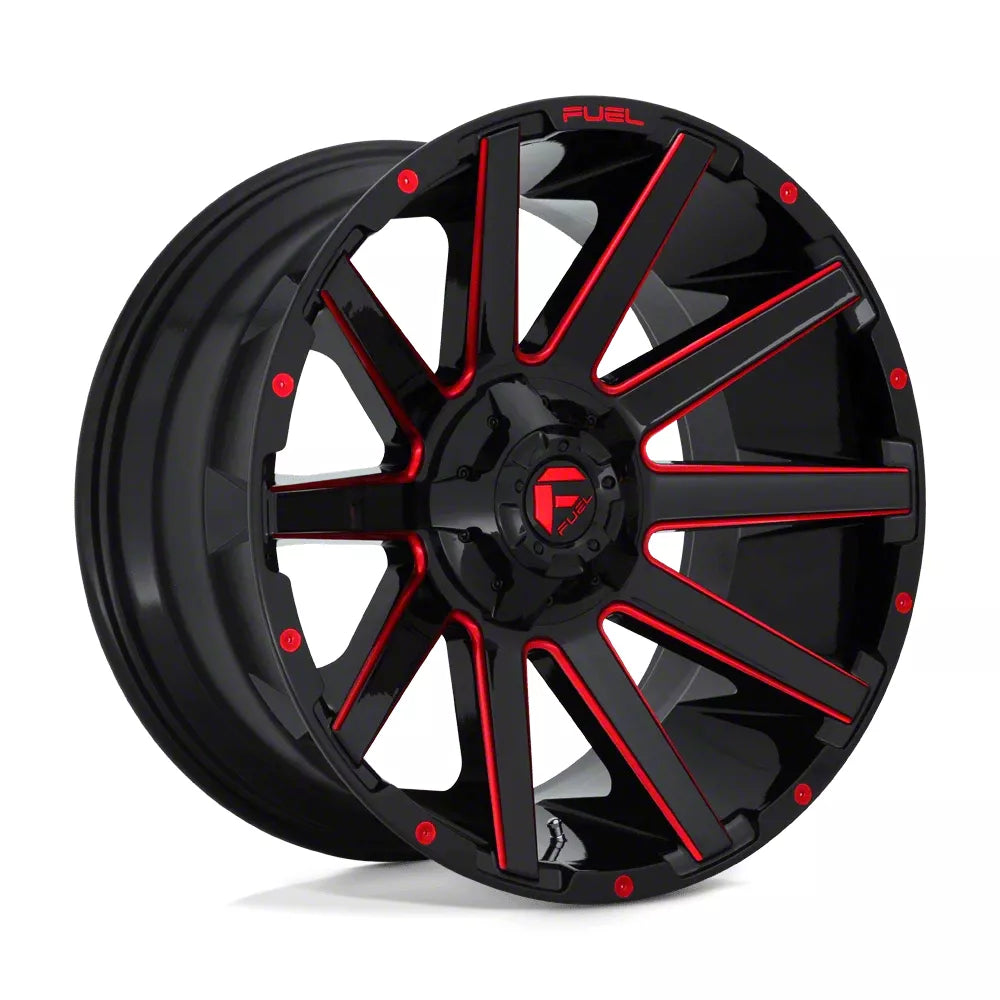 ~(60 lbs. 27X27X15)~ CONTRA 24x12 5x127.00/5x139.70 GLOSS BLACK RED TINTED CLEAR (-44 mm)