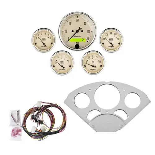 ~(7.5 lbs. 18X11X7)~ GAUGE KIT 5 PC CHEVY CAR 55-56 MPH/FUEL/OILP/WTMP/BAT AB