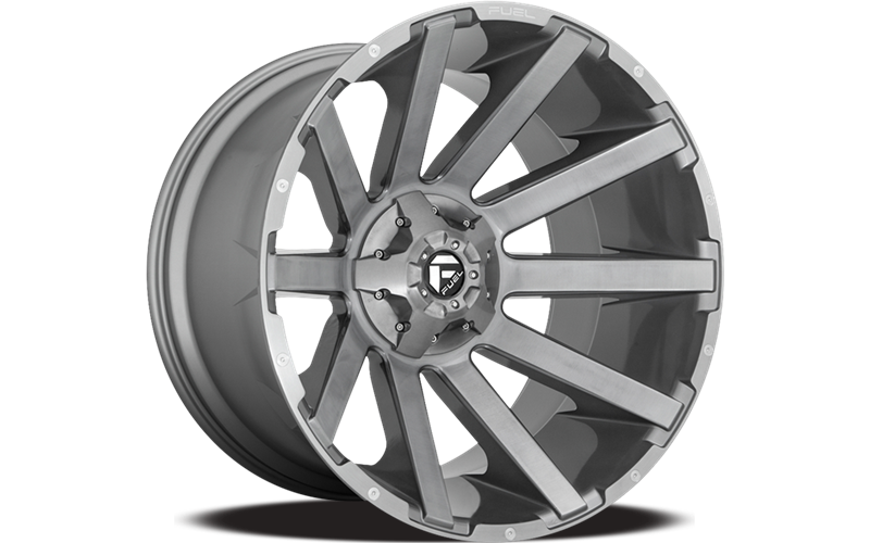 ~(56 lbs. 25X25X15)~ CONTRA PLATINUM 22x12 5x127.00/5x139.70 BRUSHED GUN METAL TINTED CLEAR (13 mm)