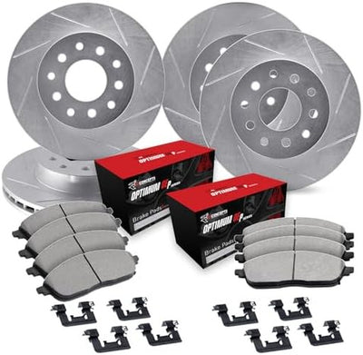 R1 Concepts Brake Rotors - Slotted - Silver w/ 5000 Oep Pads Hdw Fits Land Rover