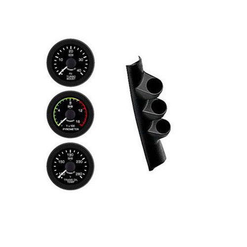 ~(1.3 lbs. 8X6X6)~ 98-02 DODGE CUMMINS EV2 Black Face/White Pointer/Black Bezel Pyro-Boost-Trans Temp WO/Speaker