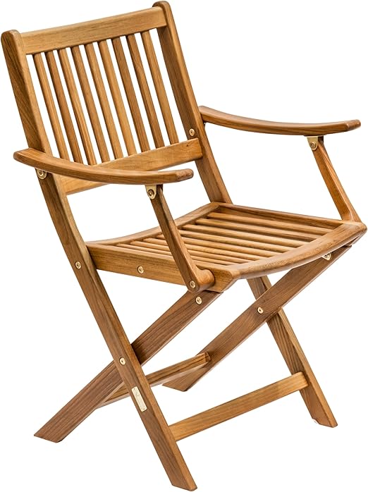 TEAK FOLDING CHAIR W/ARMS
