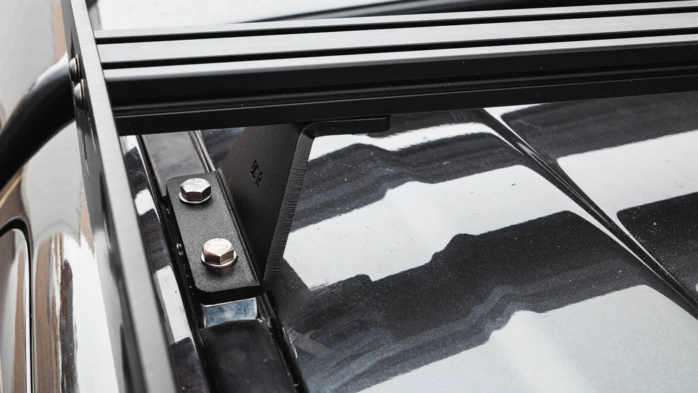 The Little Bear (2007-2021 Tundra Double Cab Roof Rack) Roof Rack Half Height (Single Row Light Bar) Black Textured Powder Coat