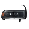 AlphaRex 94-01 RAM 1500 LUXX LED Proj Headlights Alpha-Blk w/Activ Light/Seq Signal/SB DRL