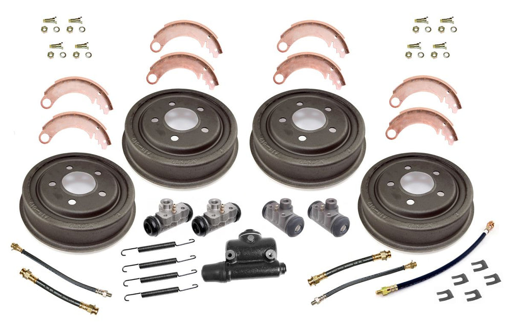 Drum Brake Overhaul Kit-Complete Front And Rear Includes Mstr/Whl Cyls Drms Shoes Hose/Clips Rtrn Spgs Anchr Pns On CJ2 Tosn 215649 Front And Rear Of 41-45 Mb & Gpw, 45-49 CJ2A And 48-53 CJ3A OMIX