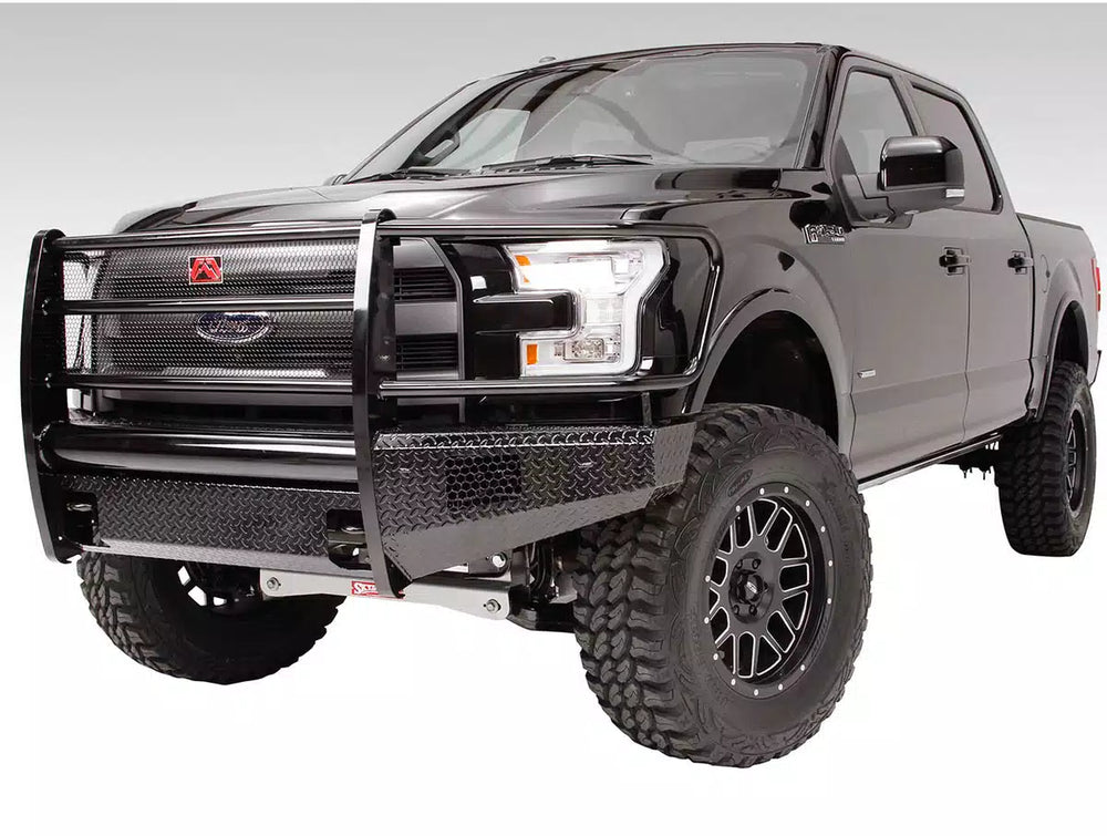 1517 F150 BLACK STEEL FULL GRILL GUARD W/ TOW HOOKS