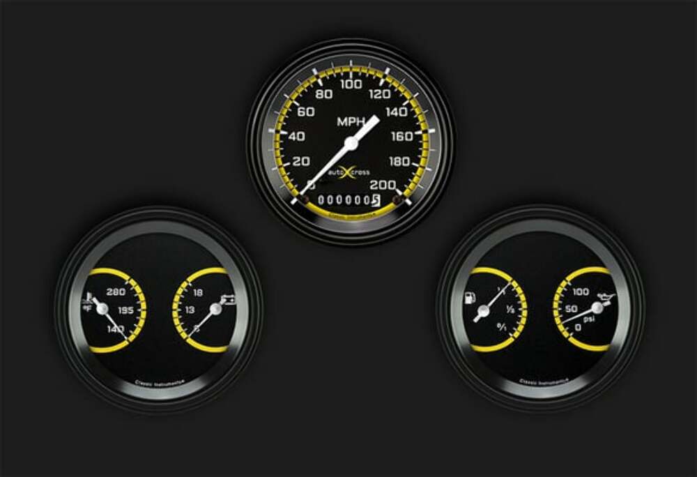 AUTO CROSS YLW 3" SPEEDO/2 DUALS-GM