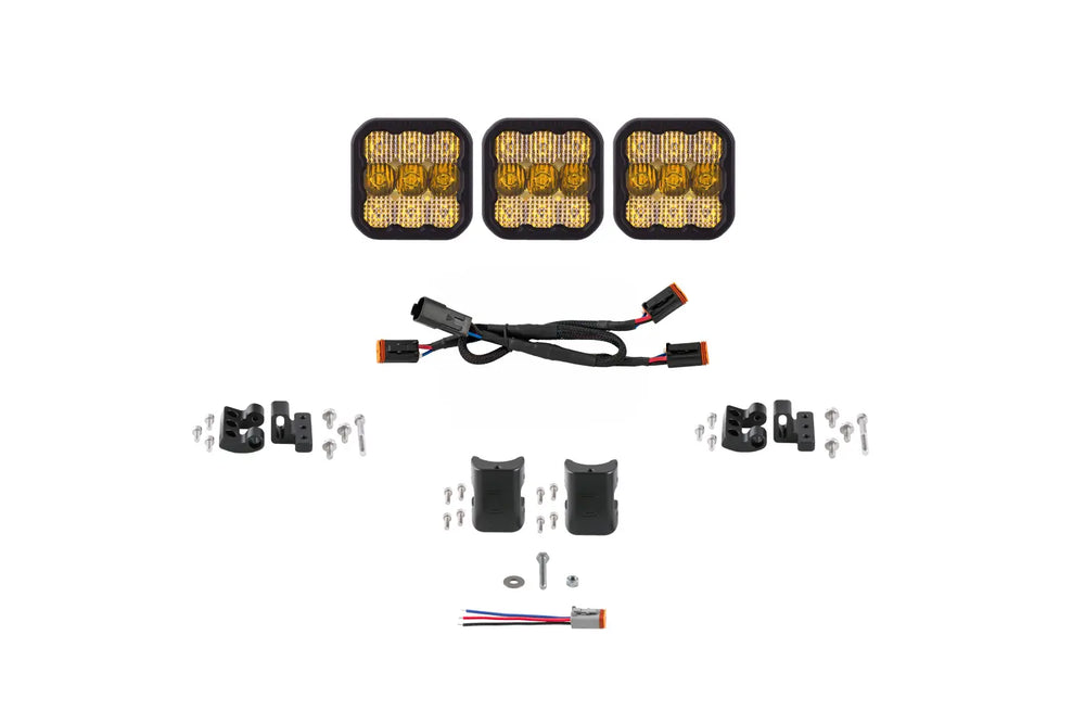 Diode Dynamics SS5 Sport Universal CrossLink 3-Pod Lightbar - Yellow Combo
