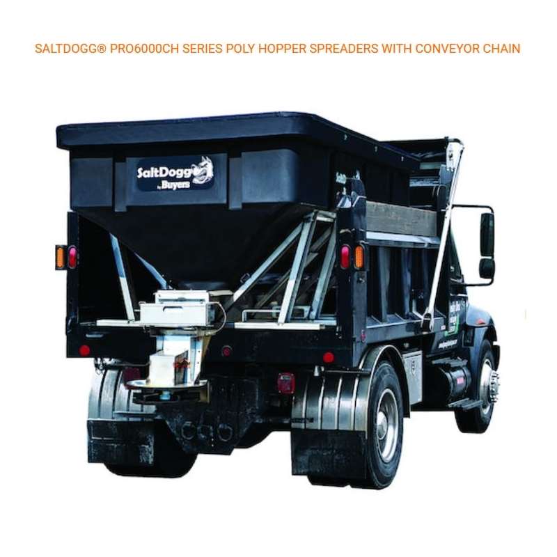 6.0 CUBIC YARD ELECTRIC BLACK POLY/STAINLESS STEEL HOPPER SPREADER CHAIN