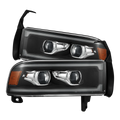 AlphaRex 94-01 RAM 1500 LUXX LED Proj Headlights Blk w/Activ Light/Seq Signal/SB DRL