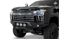 20C SILV 2500/3500 HD UP BOMBER FRONT BUMPER W/3 BAJA LP6 MOUNTS HAMMER BLK W/SATIN BLK PANEL