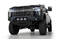 20C SILV 2500/3500 HD UP BOMBER FRONT BUMPER W/3 BAJA LP6 MOUNTS HAMMER BLK W/SATIN BLK PANEL