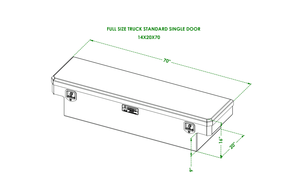 CROSSBODY TOOLBOX 16X20X70 DIAMOND PLATE GLOSS ALUMINUM (EACH)