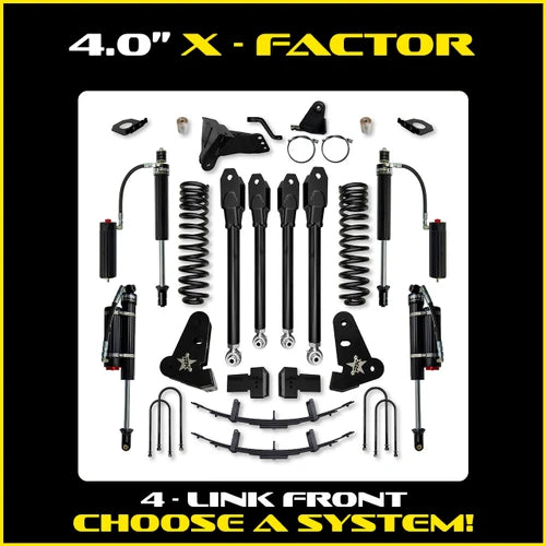 1722 F250/350 4WD 4.0IN X FACTOR SUSPENSION SYSTEM W/ FAST CD ADJUSTABLE SHOCKS