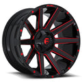~(54 lbs. 25X25X15)~ CONTRA 22x12 5x114.30/5x127.00 GLOSS BLACK RED TINTED CLEAR (-44 mm)
