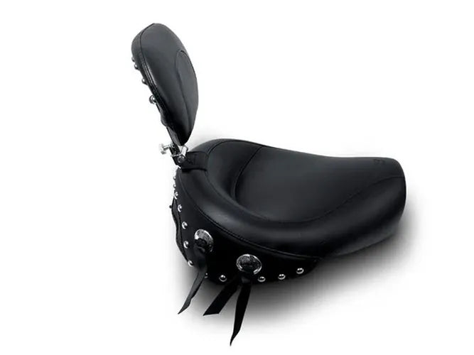 Mustang 82-03 Harley Sportster Wide Touring Solo Seat w/Driver Backrest Studs - Black