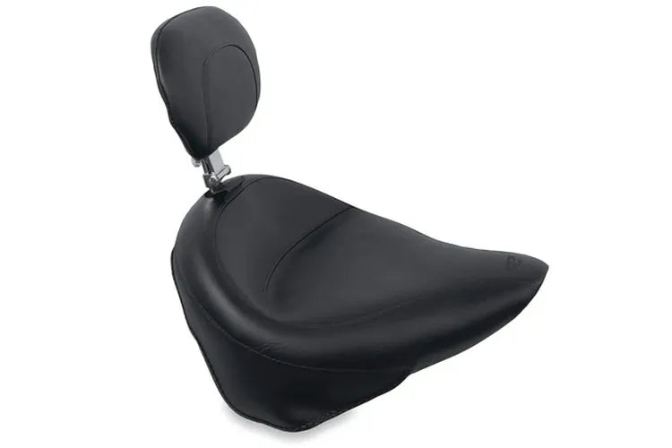 Mustang 00-15 Harley Softail Std Rear Tire Wide Touring Solo Seat w/Driver Backrest w/Studs - Black