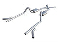 Crossmember Back w X-Pipe Exhaust System 55-57 Tri-Five Chevy Split Rear Dual Exit 2.5 in Intermediate And Tail Pipe Turbo Pro Mufflers Hardware Incl Tip Not Incl Pypes Exhaust