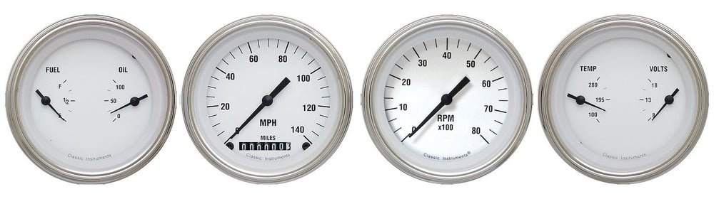 WHITE HOT 3IN SPEEDO/TACH/2 DUALS-GM