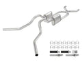 Crossmember Back W X-Pipe Exhaust System 63-66 GM Truck Split Side Dual Exit 2.5 Inch Intermediate And Tailpipe Hardware Incl Turbo Pro Muffler Incl And Tip Not Incl Stainless Steel Pypes Exhaust