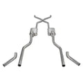 ~(77 lbs. 62X17X13)~ Crossmember Back w/H-Pipe Exhaust System 55-57 Tri-Five Chevy Split Rear Dual Exit 2.5 in Intermediate And Tail Pipe Street Pro Mufflers/Hardware Incl Tip Not Incl Pypes Exhaust