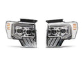 AlphaRex 09-14 Ford F-150 LUXX LED Proj Headlights Plank Style Chrome w/Activ Light/Seq Signal/DRL