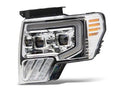 AlphaRex 09-14 Ford F-150 LUXX LED Proj Headlights Plank Style Chrome w/Activ Light/Seq Signal/DRL