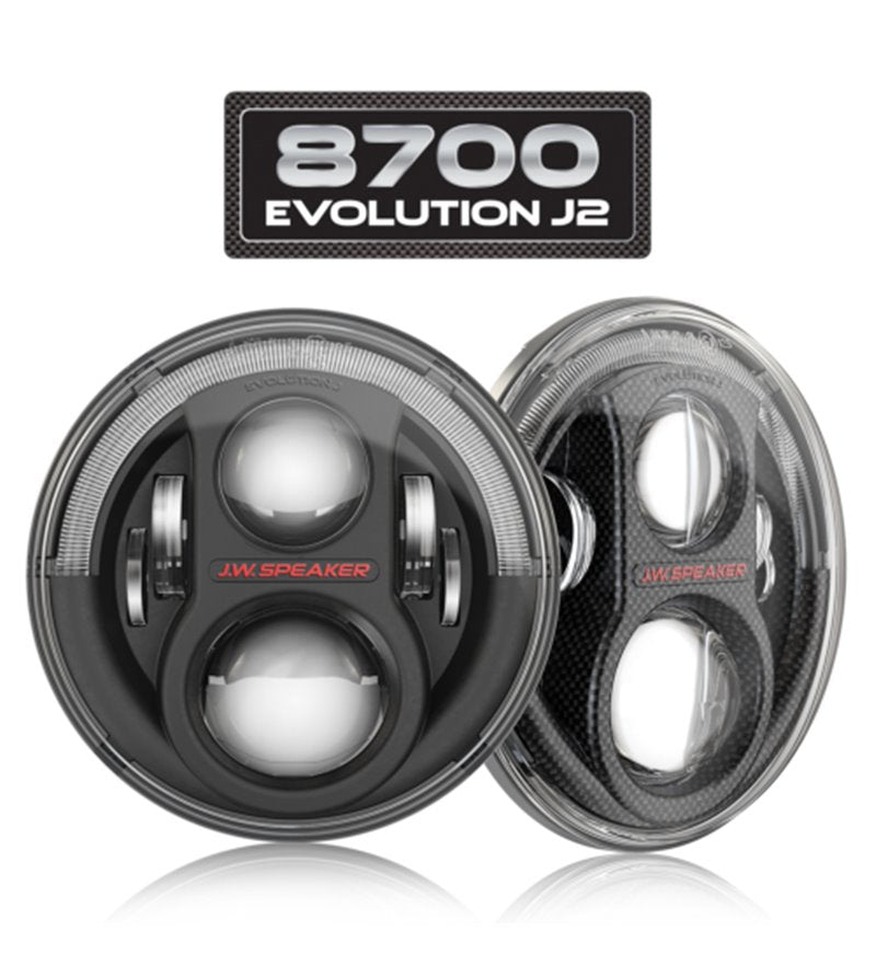 8700EVOJ2 12V ECE RH TRAFFIC LED HIGH/LOW BEAM HEADLIGHTS W/FP/ DRLCARBON FIBER BEZEL 2 LIGHT KIT