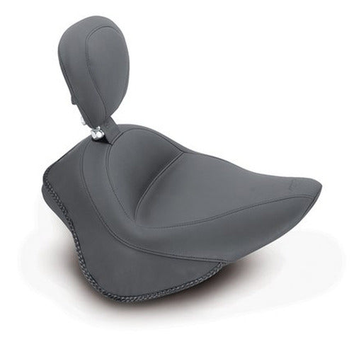 Mustang 11-13 Harley Blackline,12-17 Slim/Slim S Wide Touring Solo Seat w/Driver Backrest - Black