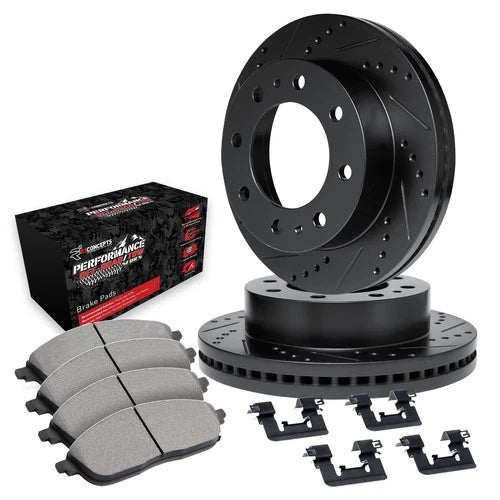 R1 eLINE Series Brake Rotors - D/S - Black - Perf Off-Road/Tow Pads - Hdw