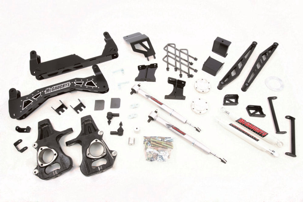 ~(230 lbs. 46X22X13)~ BLACK STAINLESS KIT 2014 (4WD) 7 in LIFT KIT W/ REAR SHOCKS 1/2 TON GM TRUCK